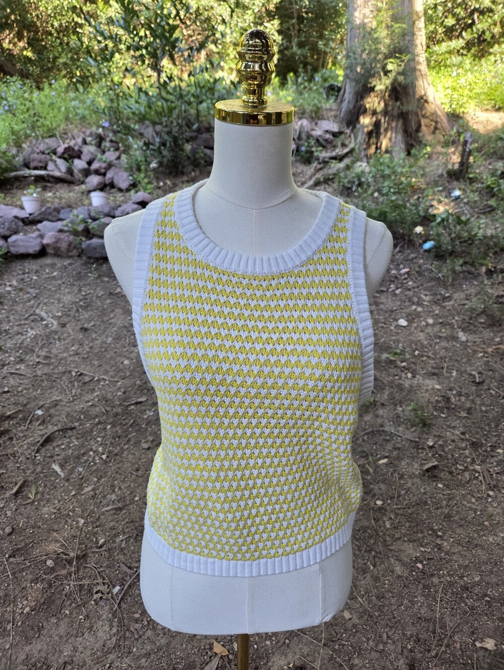 Future Collective‎ Alani Noelle Crochet Yellow And White Tank Top Size 1X